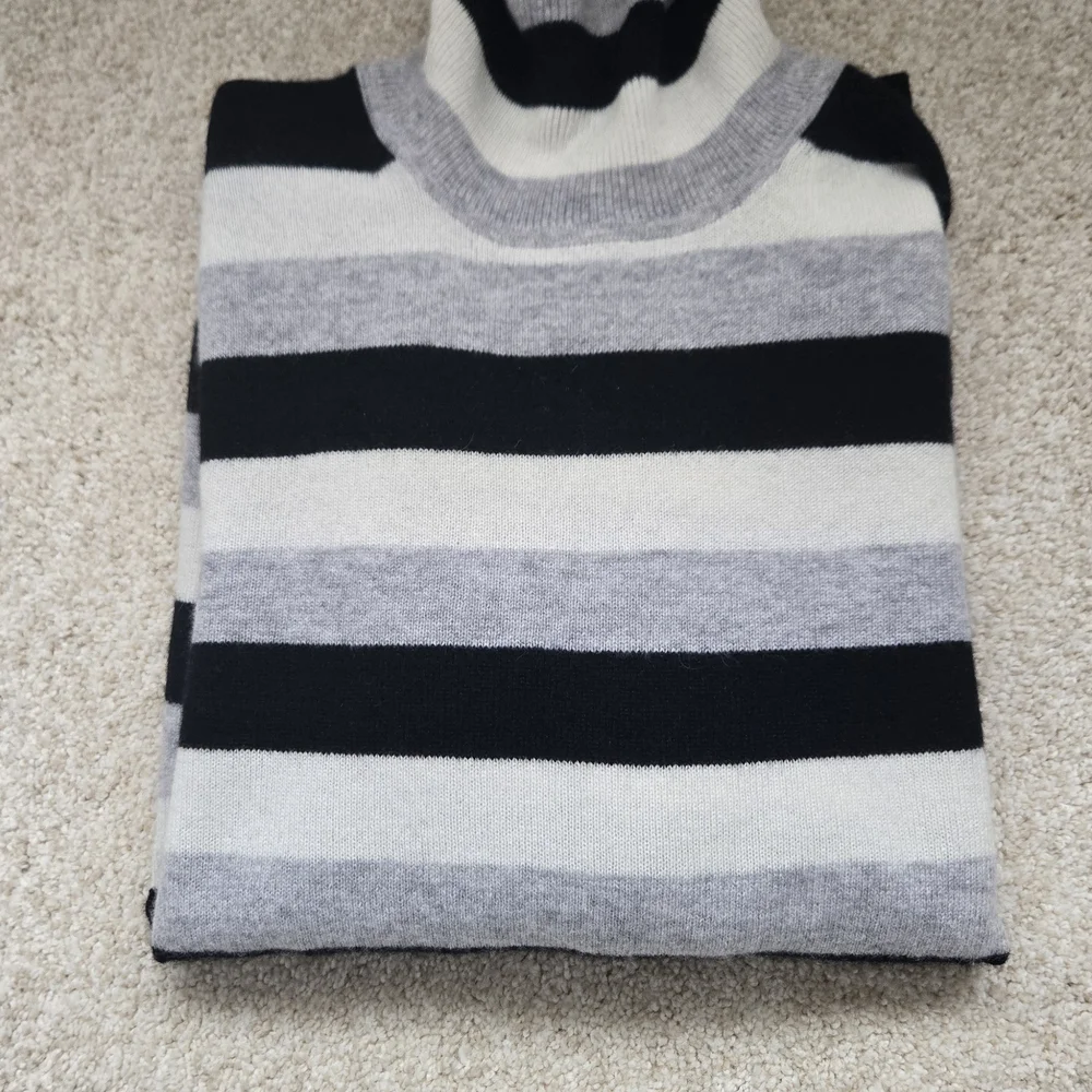 Charter Club Cashmere Multi-Striped Turtleneck Sweater|Size L - Picture 5 of 10